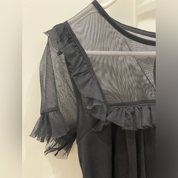 Leith Sheer Black Ruffle Blouse - Picture 3 of 5